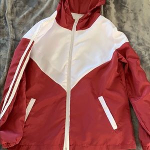Red and white windbreaker